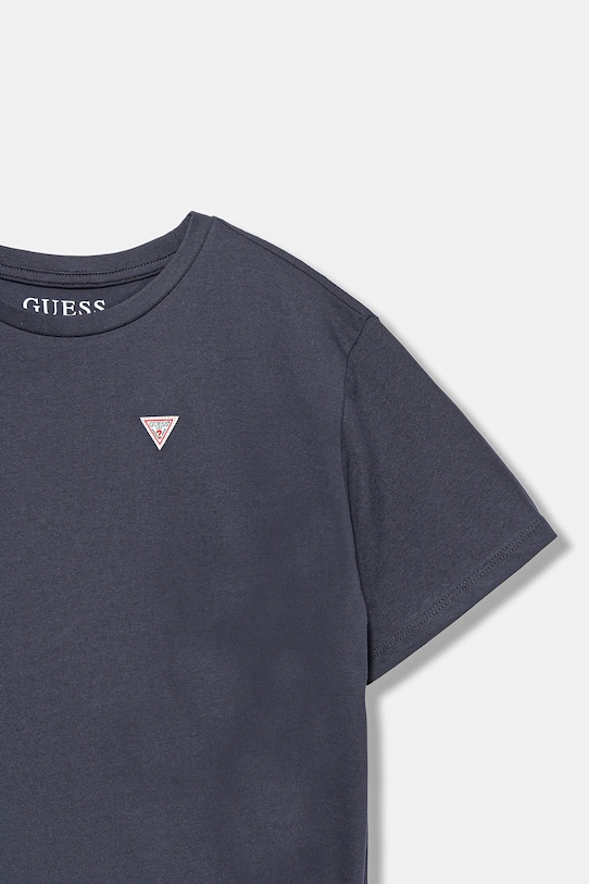 Детская хлопковая футболка Guess, темно-синий — фото 3