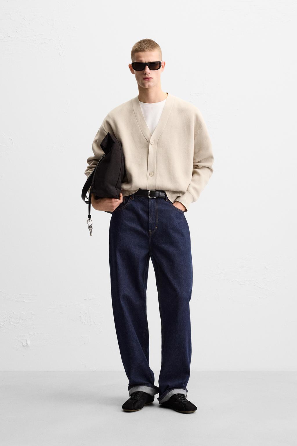

Текстурированный хлопковый кардиган ZARA, бежевый