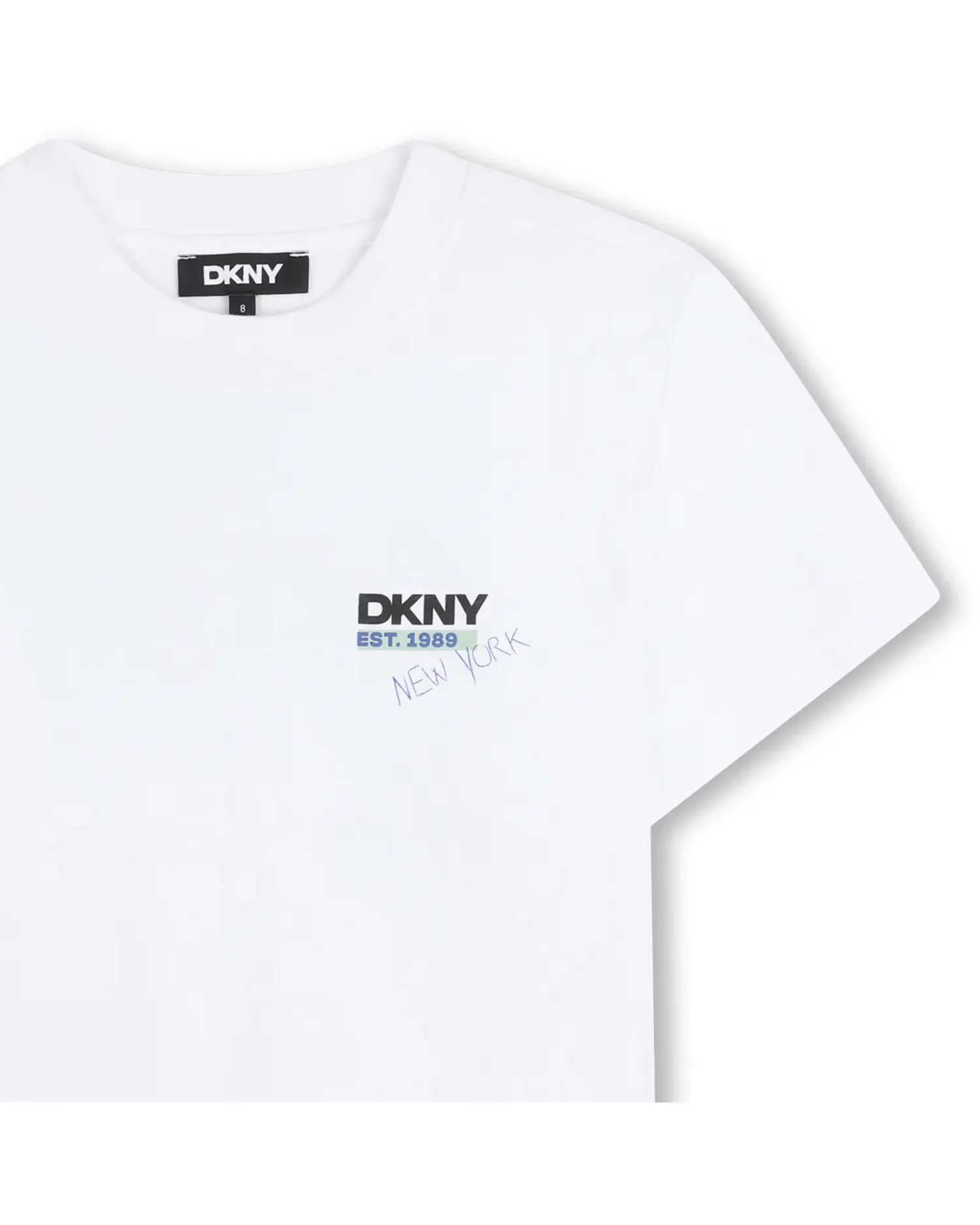 Унисекс хлопковая футболка с рисунком на передней части DKNY, белый — фото 3