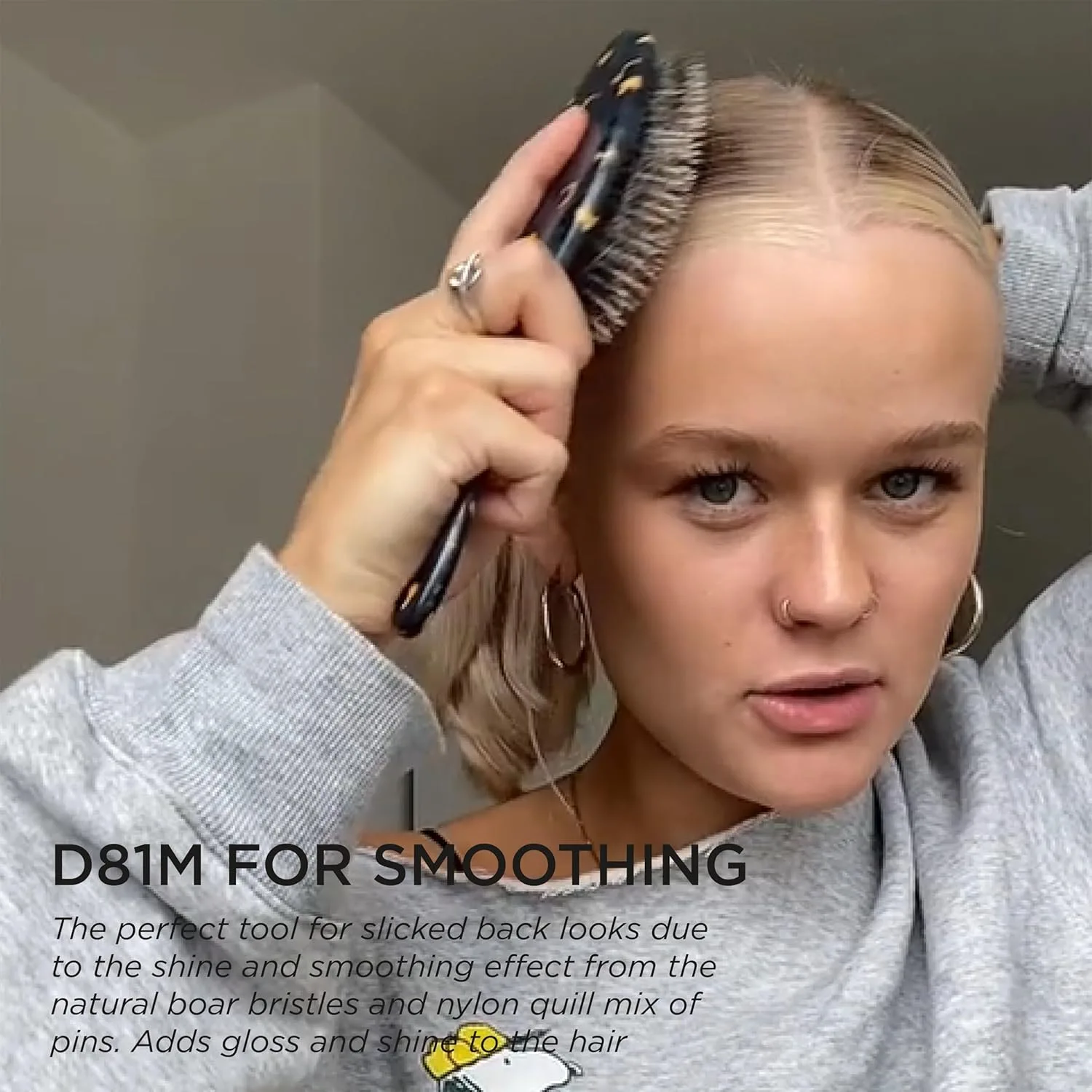 Denman Boar Bristle Hair Brush - щетка для волос с натуральной щетиной для укладки, блеска и распутывания, для всех типов волос D81M, Wildcat — фото 4