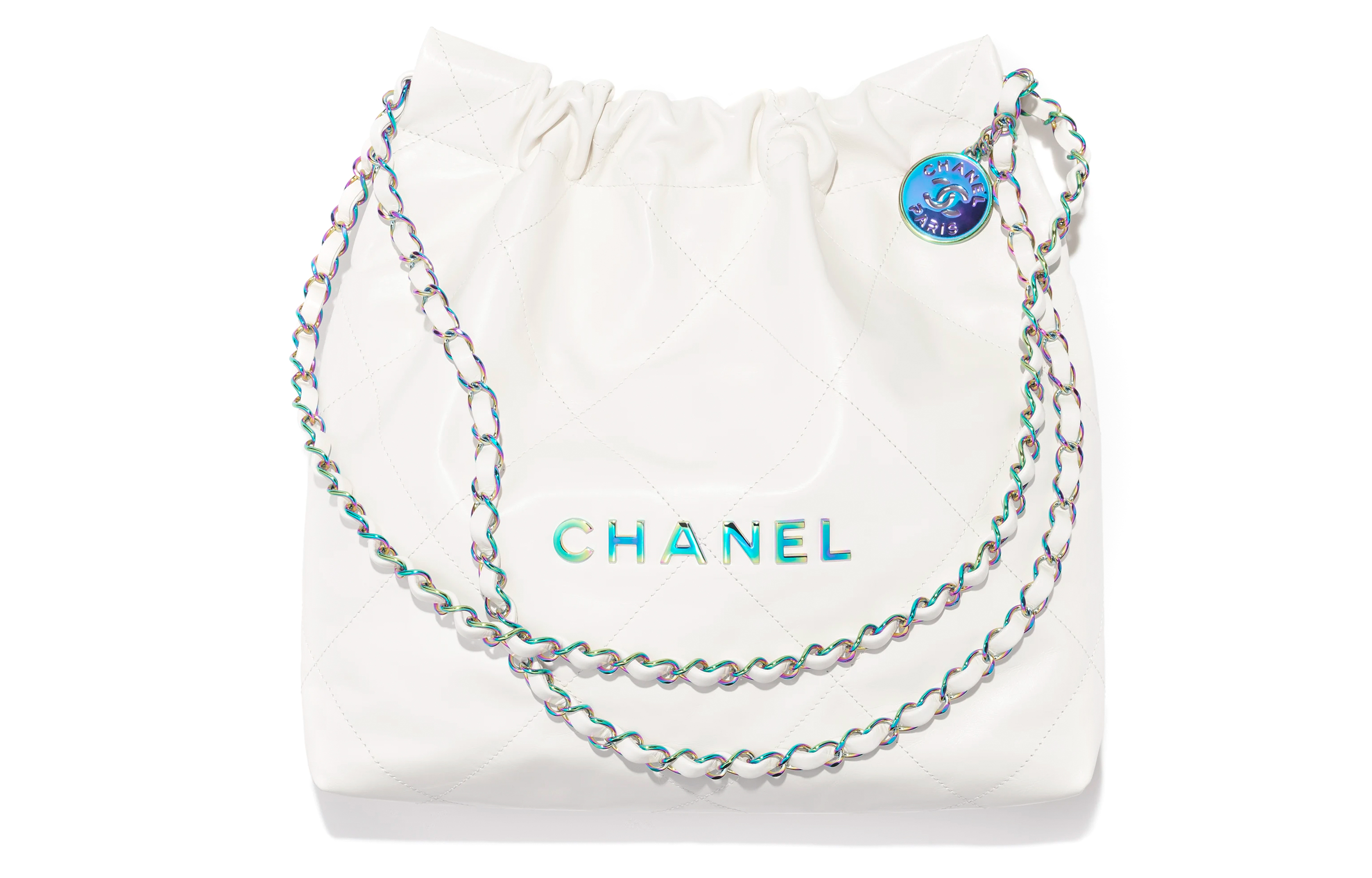 

CHANEL Сумка через плечо из глянцевой телячьей кожи малого размера белая