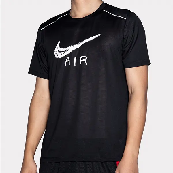Футболка Nike Running Miler logo T-Shirt 'Black', черный — фото 2
