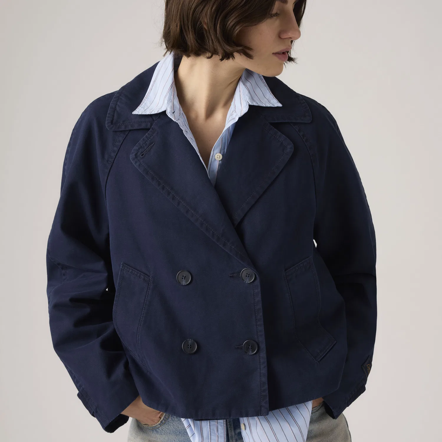 Укороченная тренч-куртка Bree в стиле «свинг» Levi's, Blue — фото 2