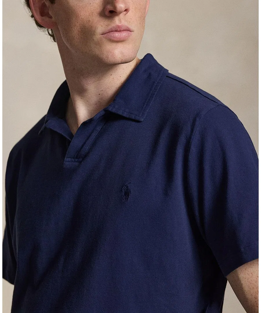 Поло из хлопка и льна стандартного кроя Polo Ralph Lauren, темно-синий — фото 4