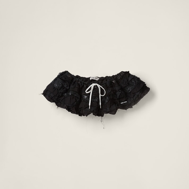 

Короткая рельефная юбка Miu Miu, черный