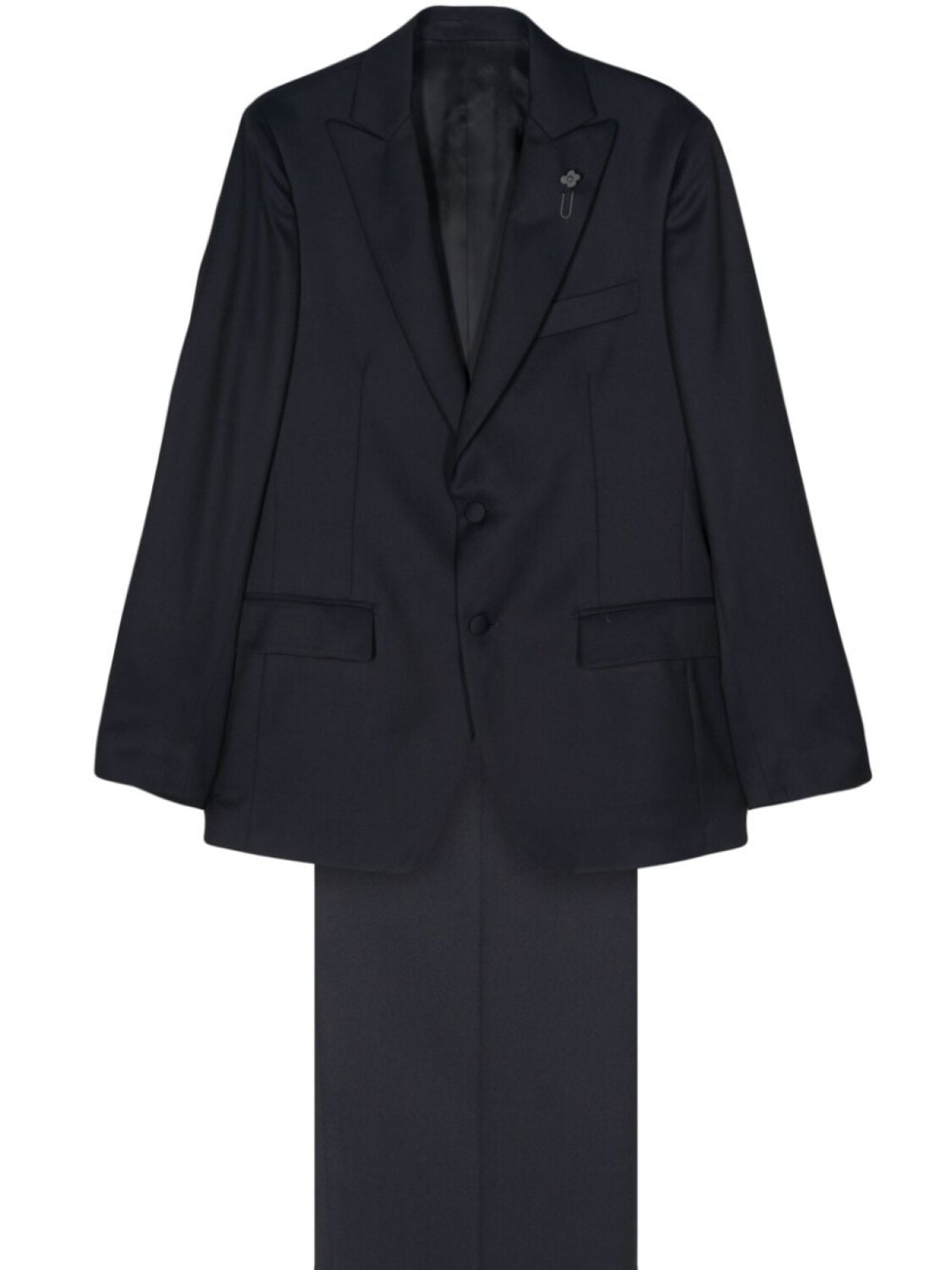 

Lardini костюм из смесовой шерсти с брошью, синий