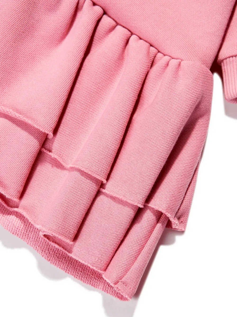 Многоярусное платье с вышитым логотипом Balmain Kids, розовый — фото 4