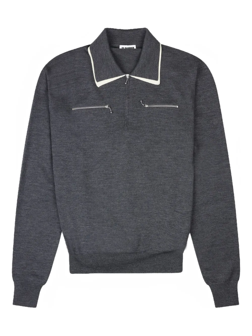 

Поло с воротником на молнии Jil Sander, серый