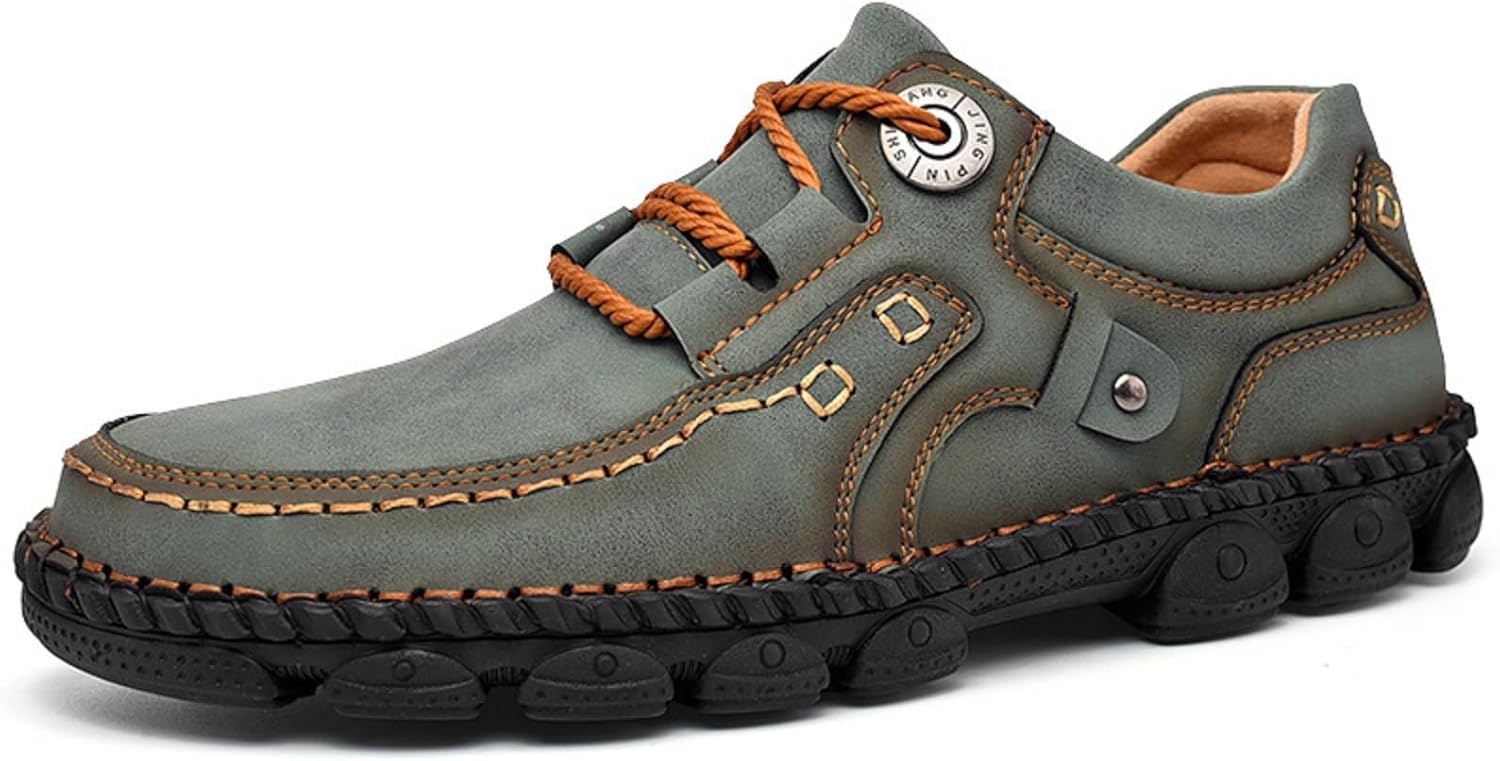 

Мужские повседневные туфли ручной работы из кожи с шнуровкой Boxpopla, зеленый