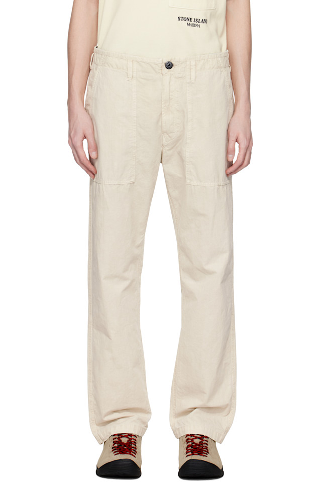 

Брюки из органического хлопка с эффектом состаренной кирки Stone Island, цвет sand