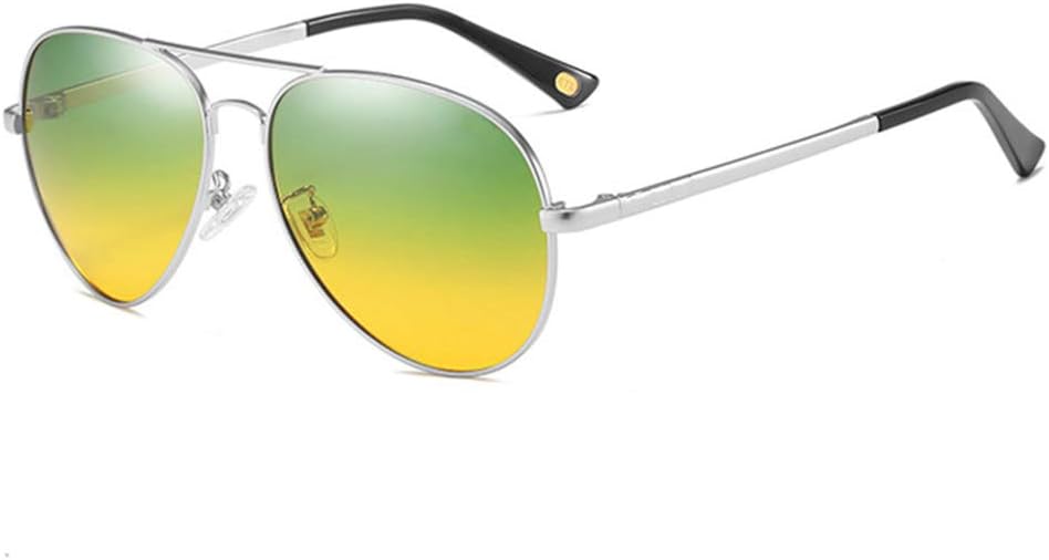 

Солнцезащитные поляризованные очки GUZTAG HD для дневного и ночного вождения, для мужчин и женщин - поляризованная оправа из сплава с защитой от бликов G GUZTAG, Silver Green Yellow