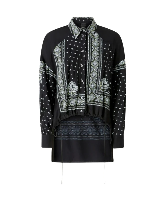 

Асимметричная вискозная рубашка с принтом в виде банданы Pinko, мультиколор