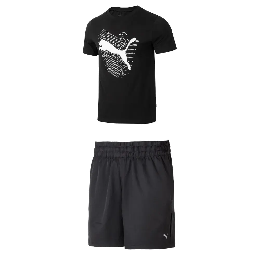 

Повседневный спортивный мужской спортивный костюм черный Puma, черный