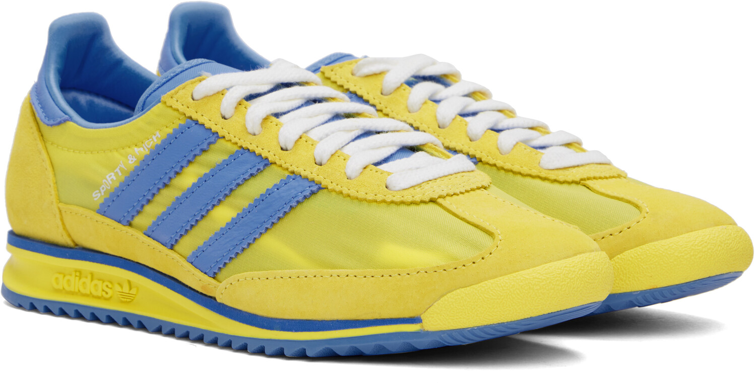 Желто-синие кроссовки Adidas Originals Edition SL72 Sporty & Rich, Light yellow/Real blue — фото 4