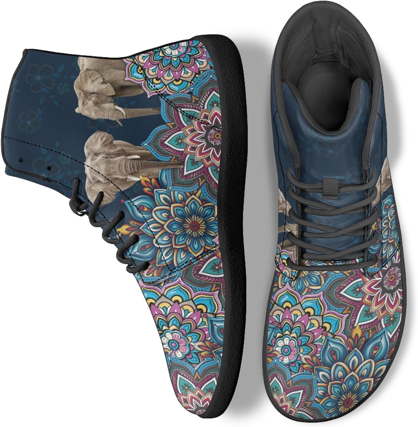 

Кроссовки унисекс Бохо с принтом мандалы, босоножки с высоким верхом из PU-кожи для улицы Arleeorkee, Mandala Elephant