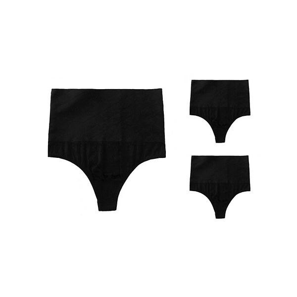 

3 пачки женских корректирующих трусиков-стрингов для контроля живота, утягивающее белье с высокой талией, без следов Allegra K, Black