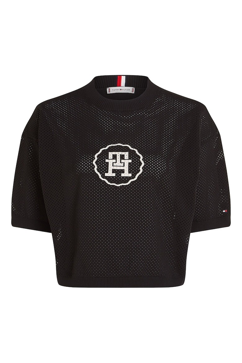 

Укороченный топ из сетки с логотипом Tommy Hilfiger, черный
