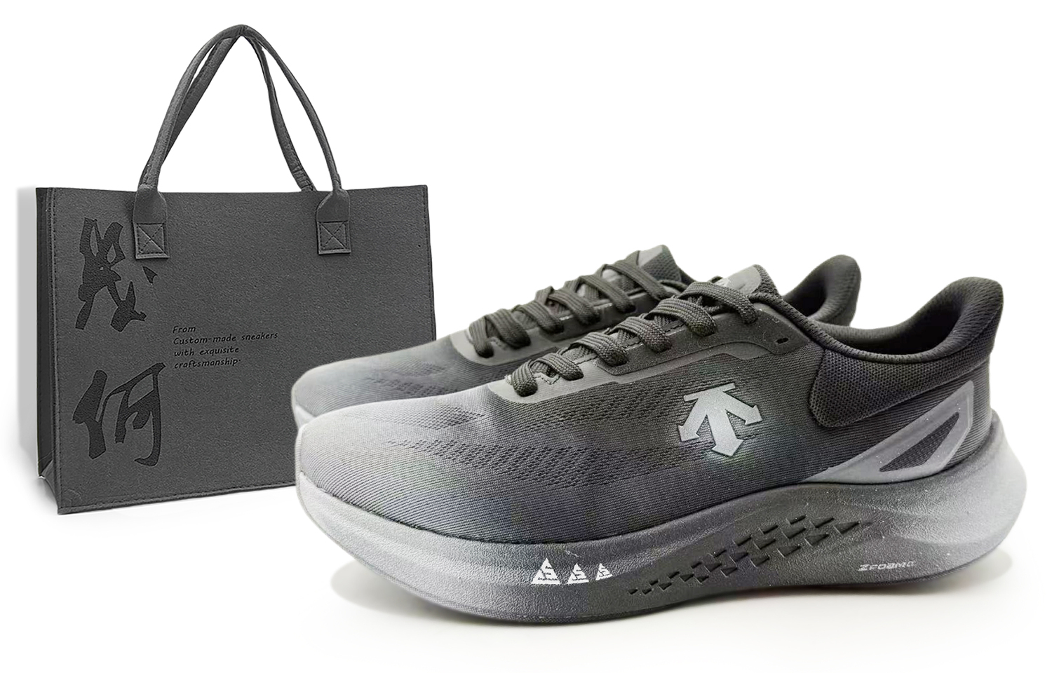 

DESCENTE Беговые амортизирующие износостойкие легкие кроссовки Low top Unisex Black Gray