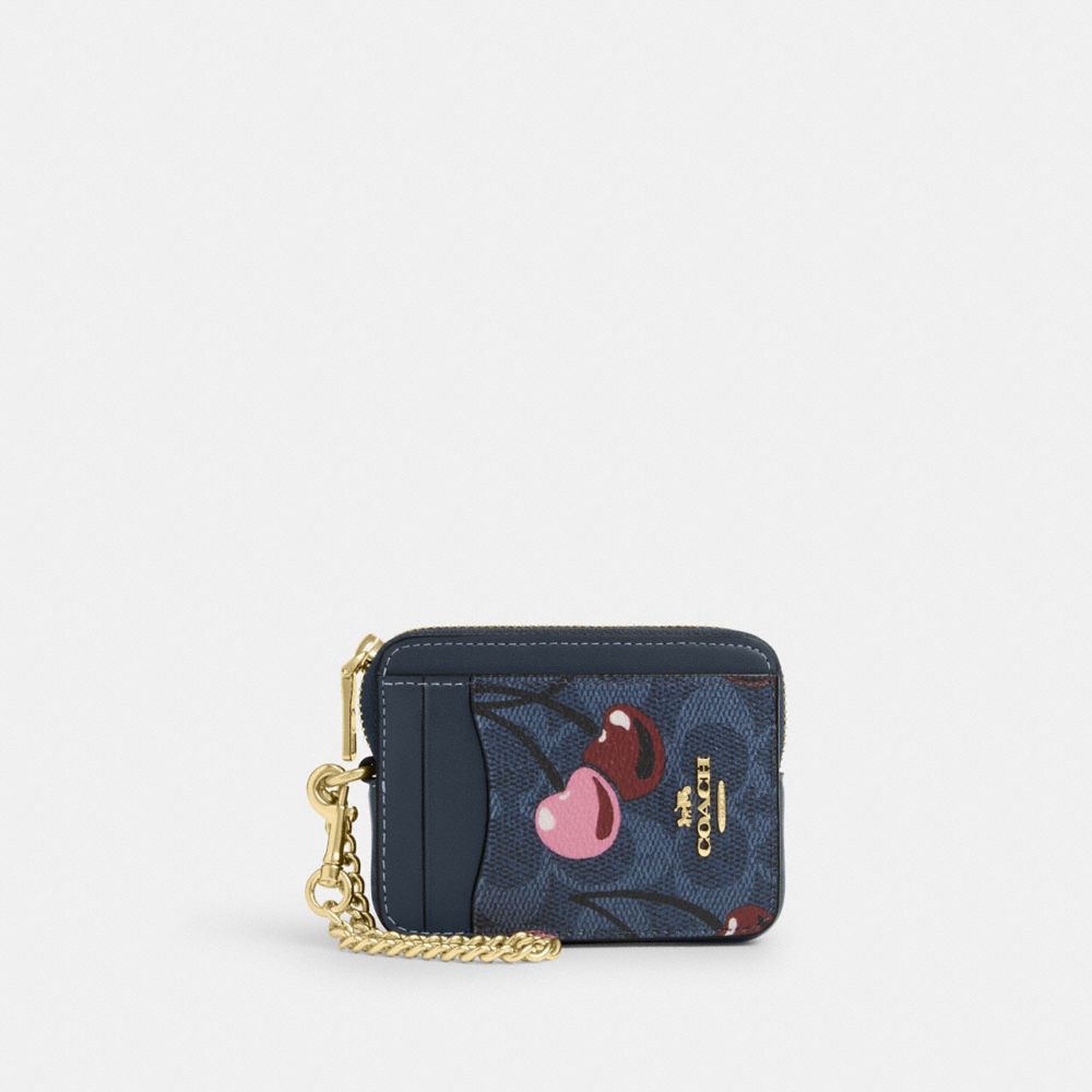 

Кошелек Coach Zip Card Case, цвет Gold/Denim Multi