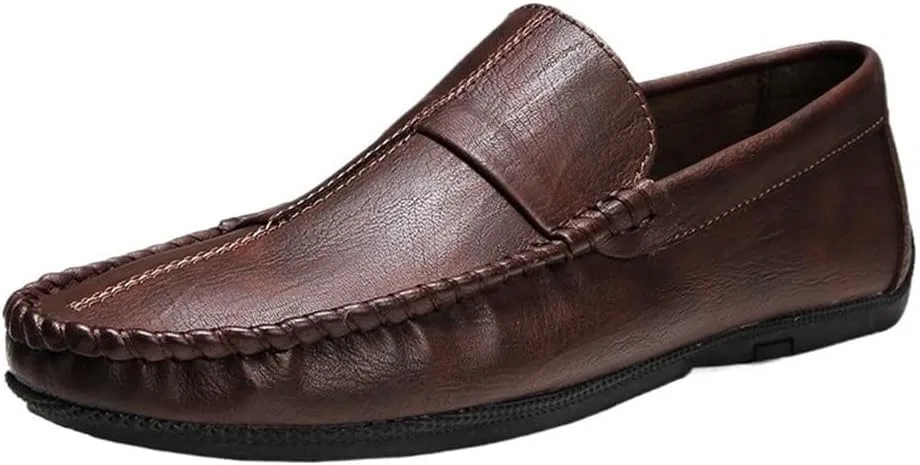 Мокасины кожаные Mens Vegan Leather Loafers Moccasins, коричневый DHFIRUFSHLO
