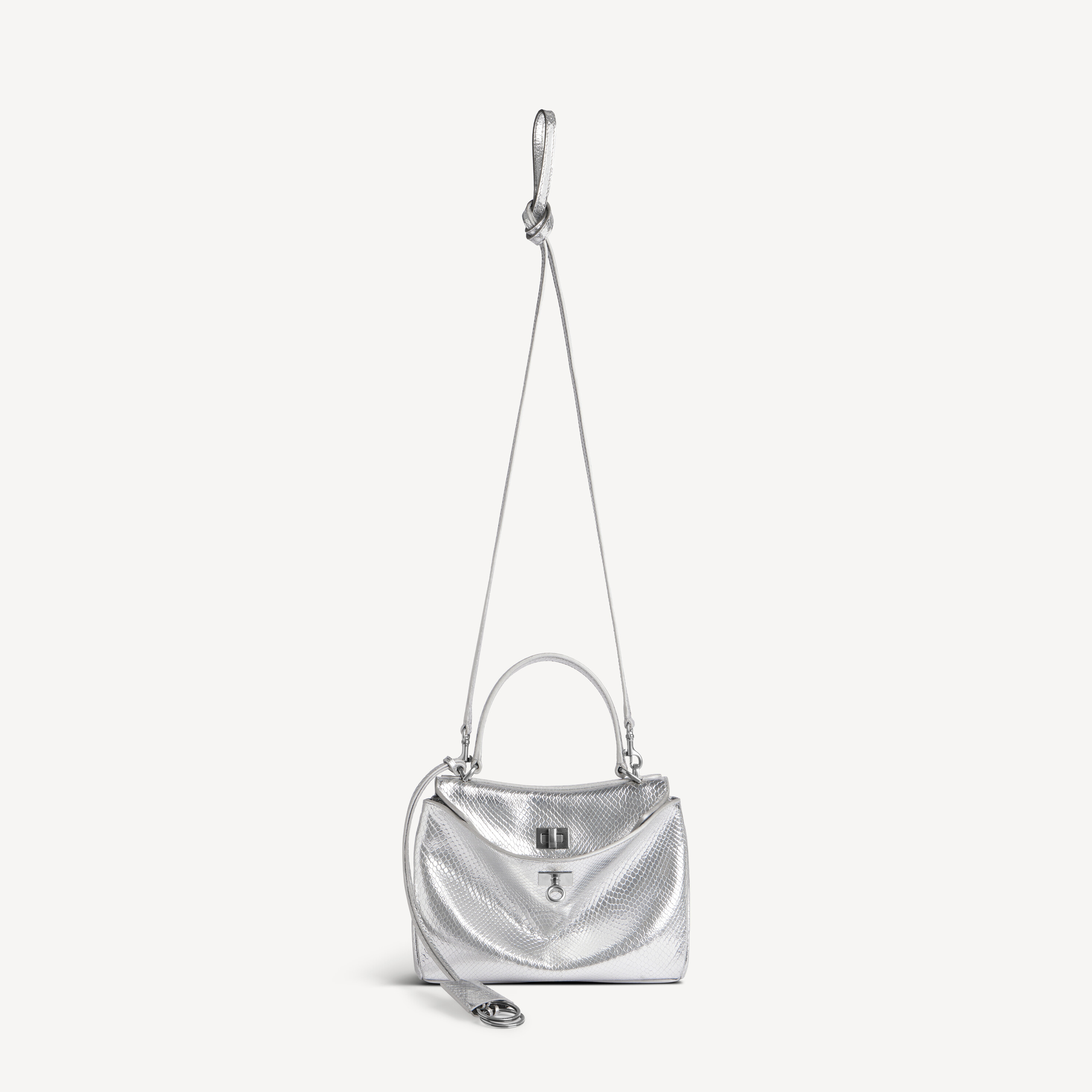 Женская мини-сумка rodeo в серебристом цвете BALENCIAGA, серебристый — фото 4