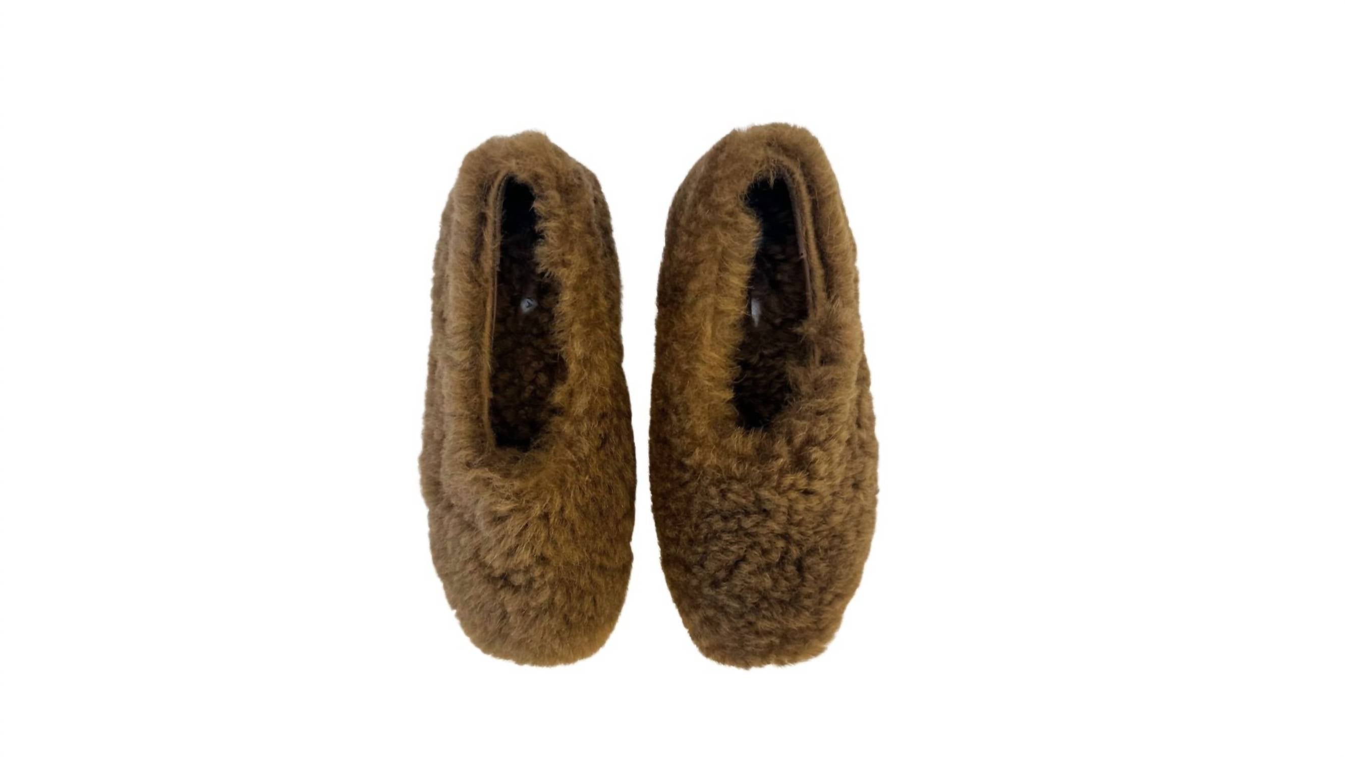 Женские меховые балетки Fur-Fur в коричневом цвете HVÓYA