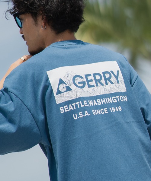 

Футболка с коротким рукавом, принтом на спине и вышивкой GERRY, синий