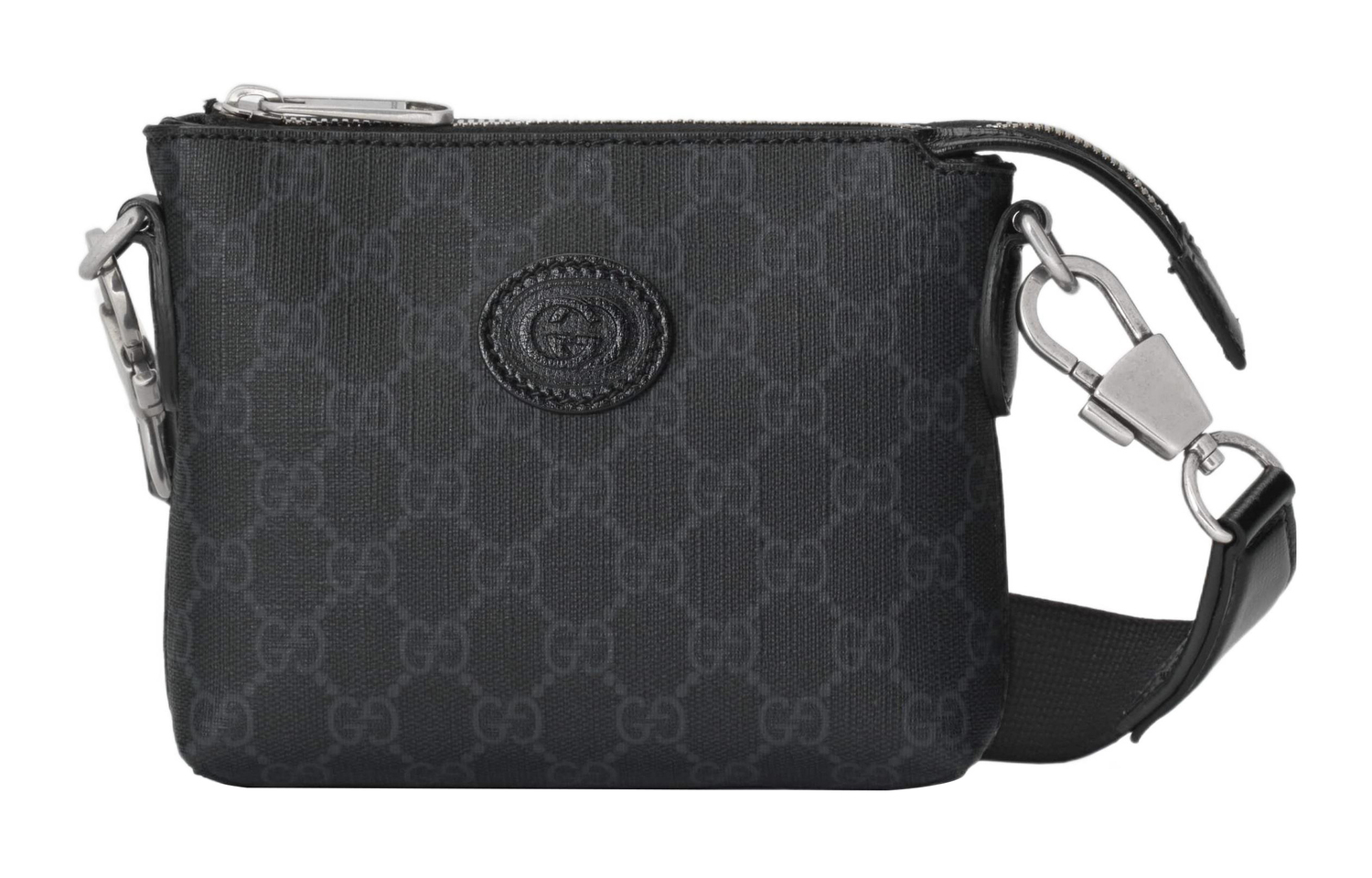 

Сумка-мессенджер из холста с кожаными деталями, наплечная сумка, кросс-боди мужская черная GUCCI