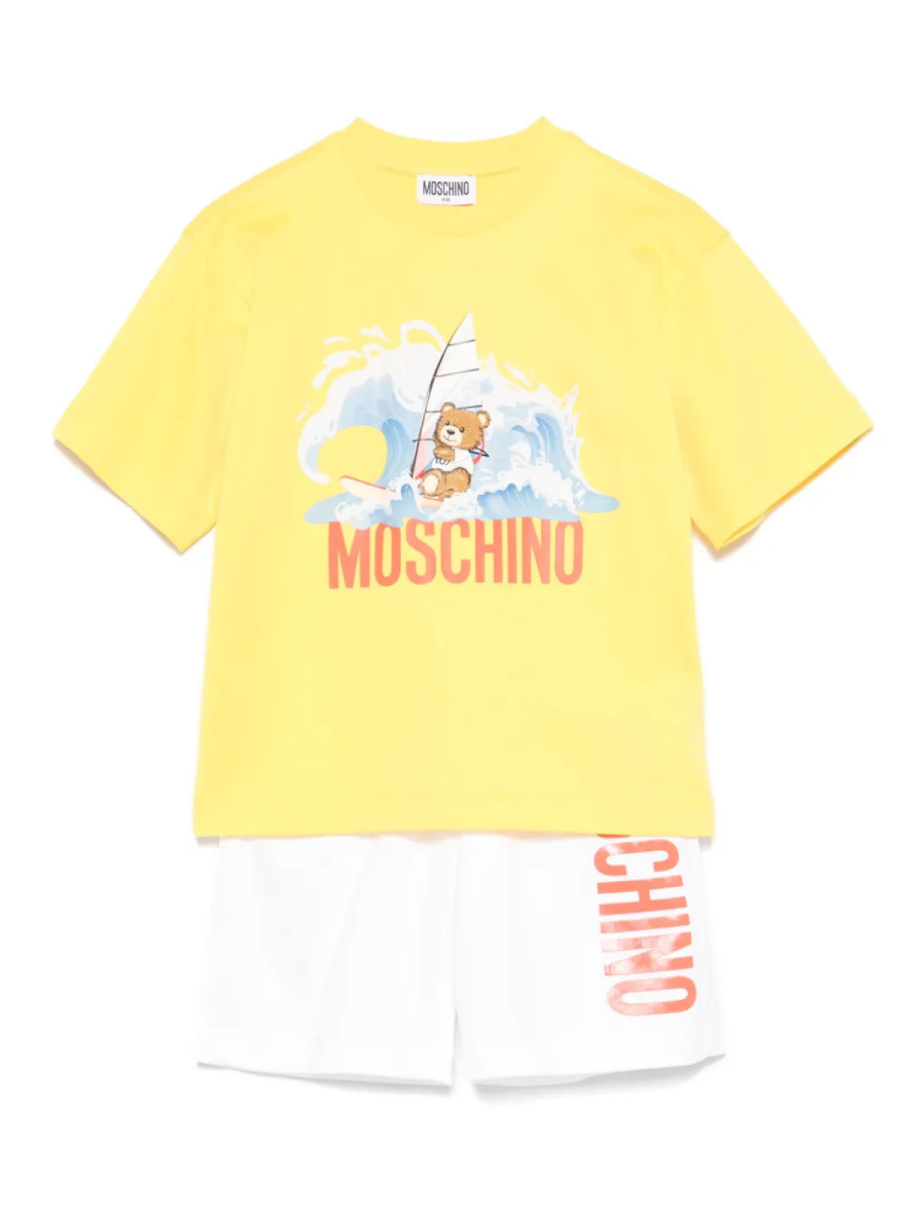 

Комплект из футболки и шортов с логотипом Moschino Kids, белый