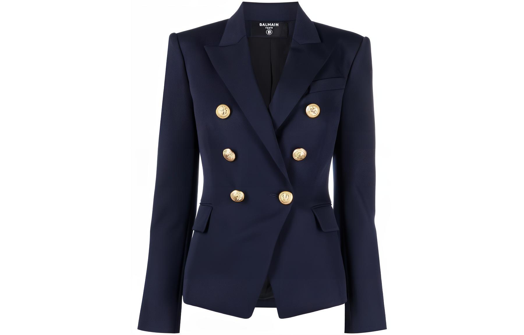 BALMAIN Двубортный пиджак с острыми лацканами, Midnight Blue