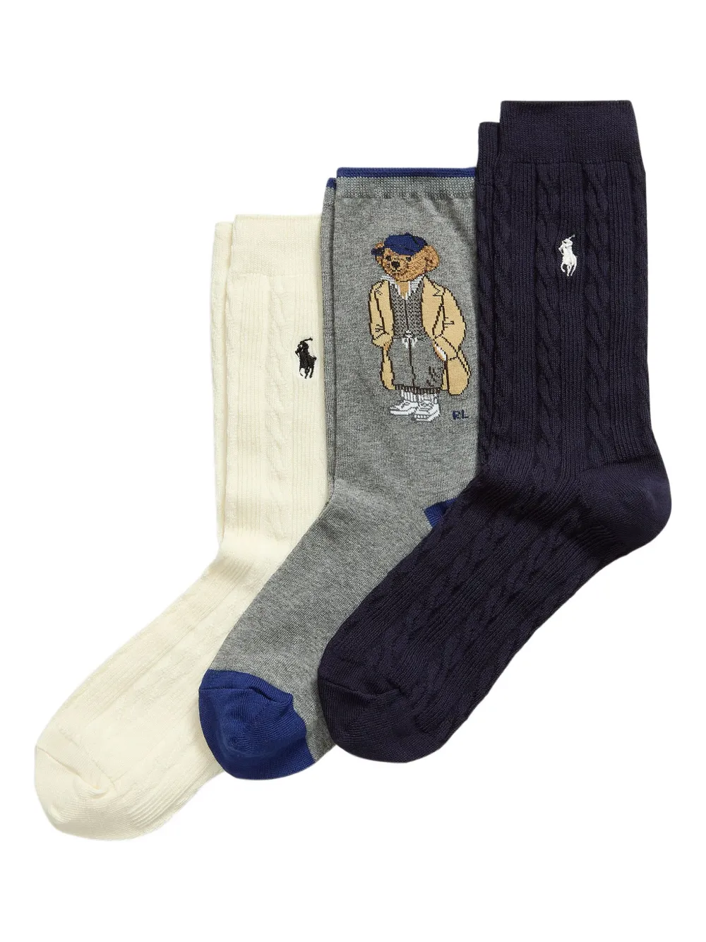 

Набор носков с медвежьей пряжей (три штуки) POLO RALPH LAUREN, синий