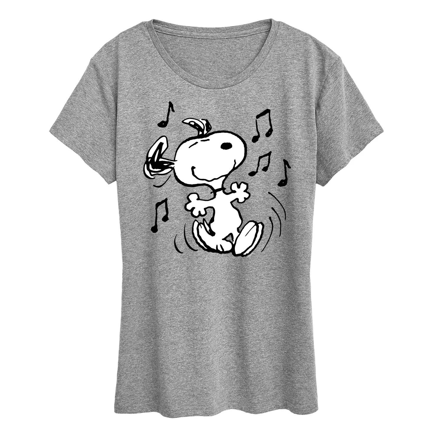 

Женская футболка с рисунком Peanuts Snoopy Dancing Licensed Character, серый