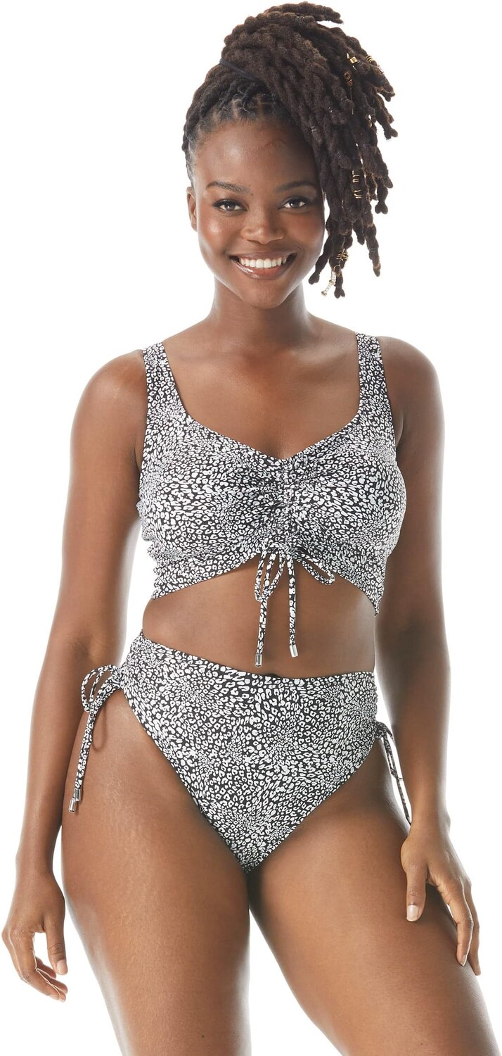 

Купальный топ COCO REEF St. Tropez Leopard Elevate Shirred Bra Top, цвет Cast Black