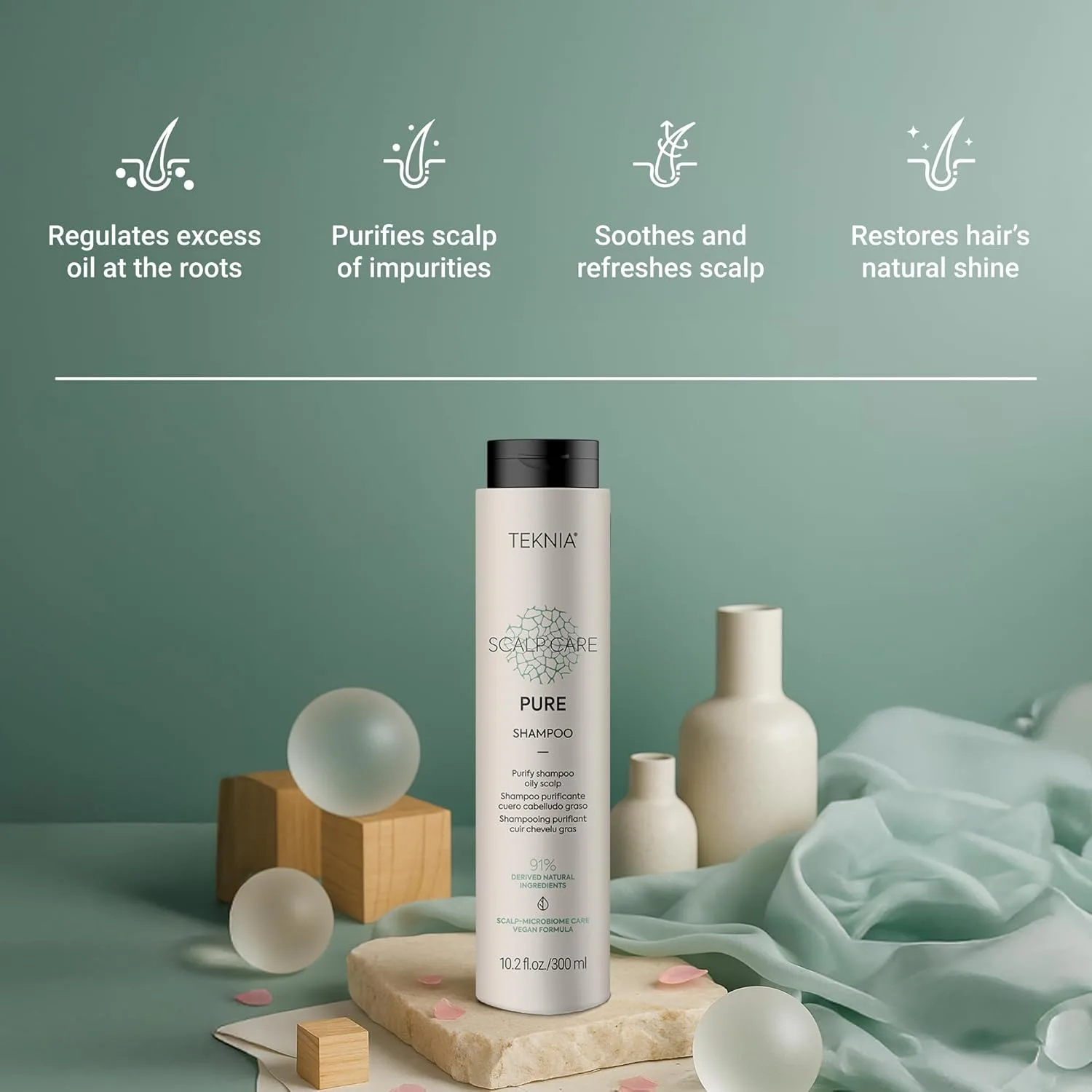 Lakmé Teknia Scalp Care Pure Purifying Shampoo, шампунь для жирной кожи головы, 10,2 жидких унций 302 мл — фото 3