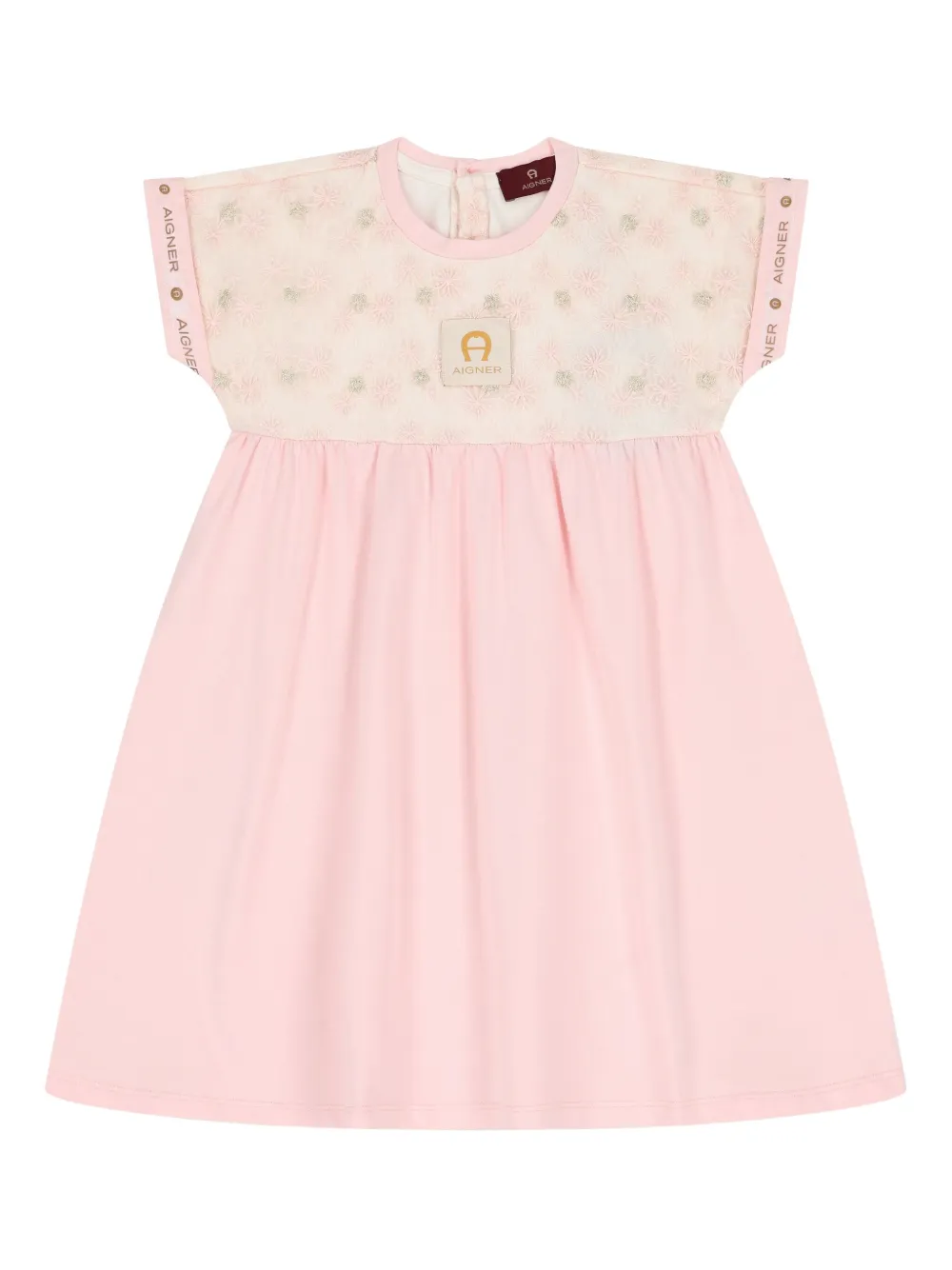 

Платье с вышитым цветочным принтом Aigner Kids, розовый