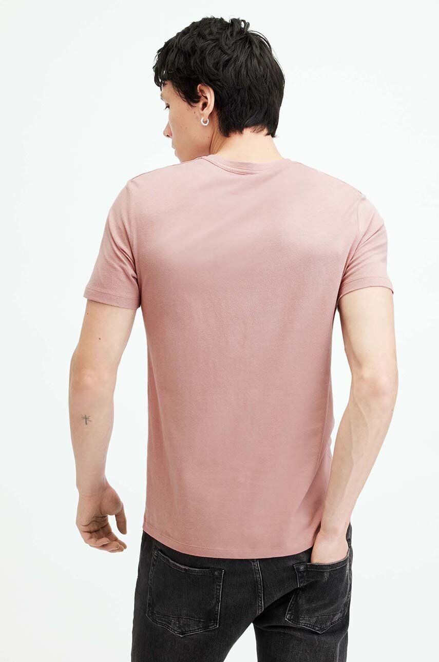 Розовая хлопковая футболка AllSaints BRACE SS CREW — фото 4