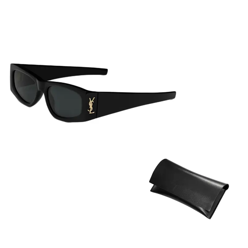 

SAINT LAURENT Ацетатные солнцезащитные очки неправильной формы мужские черные, Black