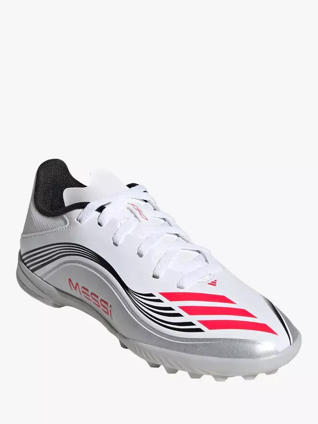 Детские футбольные бутсы F50 League Лионеля Месси, белые adidas — фото 2