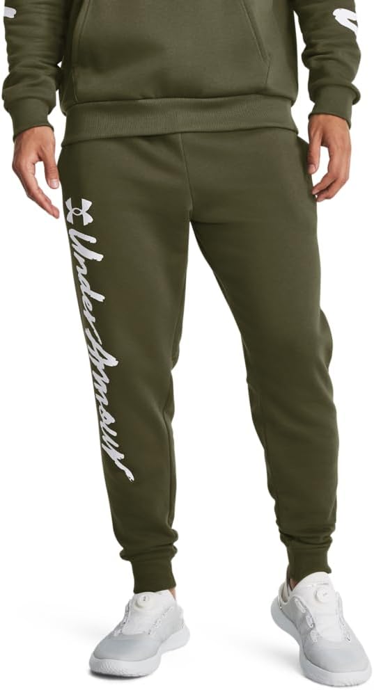 

Under Armour мужские спортивные брюки Rival Fleece Graphic, (390) Marine Od Green/White