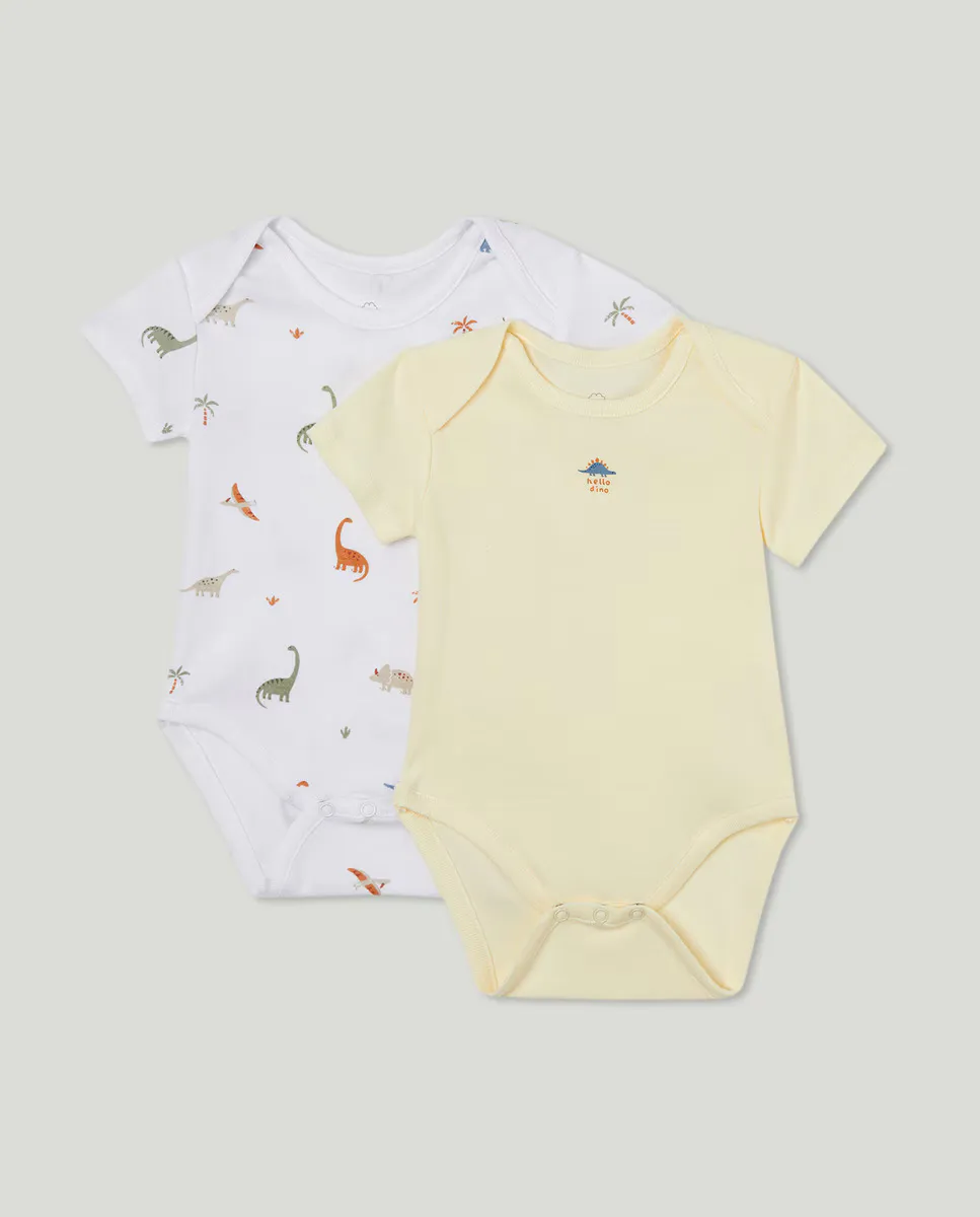 

Упаковка из двух детских боди с короткими рукавами Cotton Juice, желтый