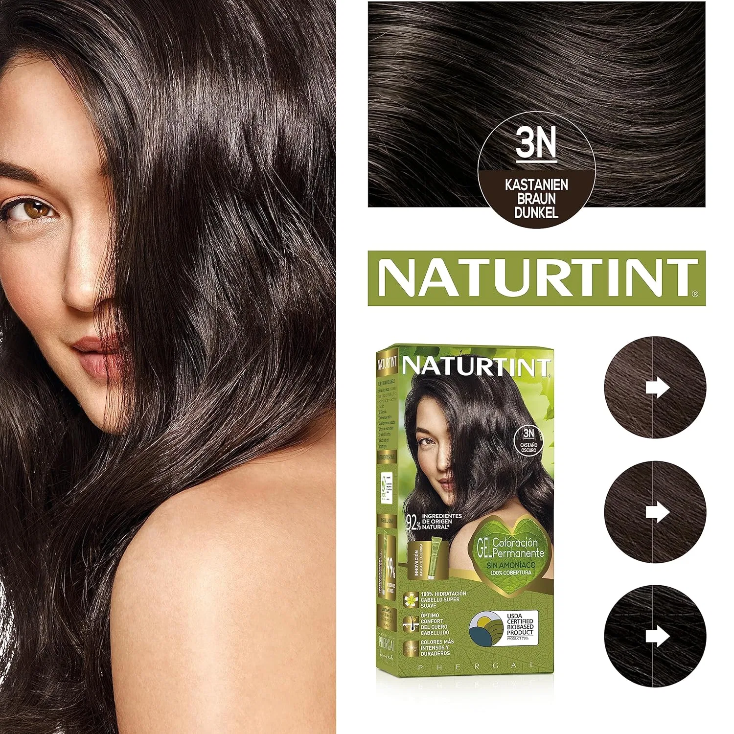 Краска для волос без аммиака от Naturtint, 170 мл (3 шт.) Naturtint, 3N Maroon Dark — фото 2