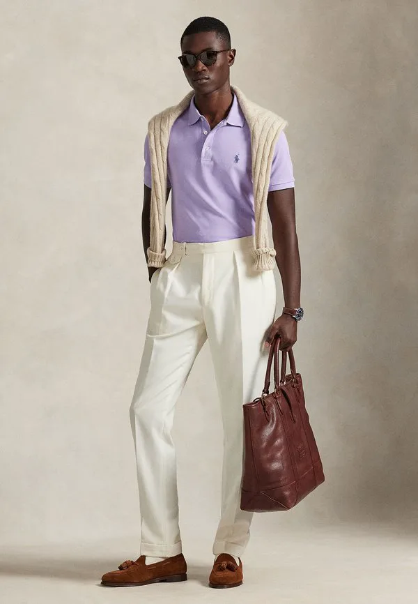 Футболка-Поло приталенного кроя из эластичной сетки Polo Ralph Lauren, Powder Purple — фото 2