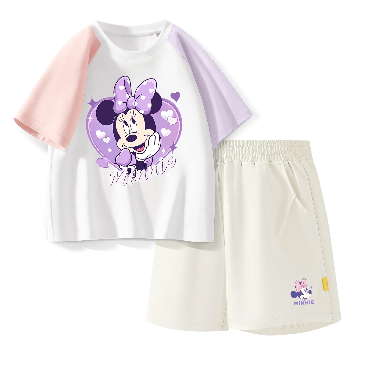 Детский спортивный костюм Casual Sportswear 2 Piece Set Disney, Daisy Heart Pink Purple+Daisy Knot K_Bottom Right Mist White