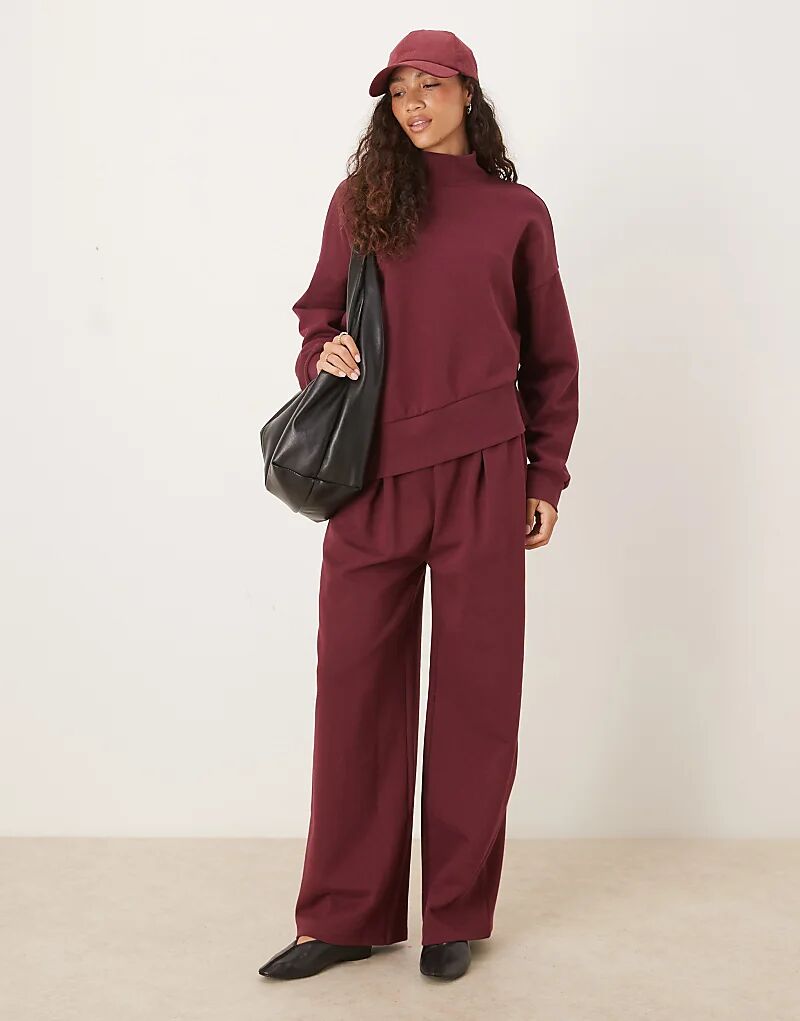 

Широкие брюки-джоггеры ASOS DESIGN из интерлока с широким поясом в сливовом цвете