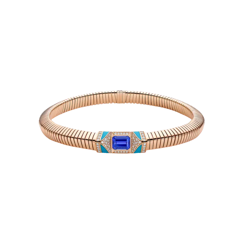 

Колье bvlgari tubogas из розового золота с бриллиантами, танзанитом и бирюзой - cl860175 BULGARI