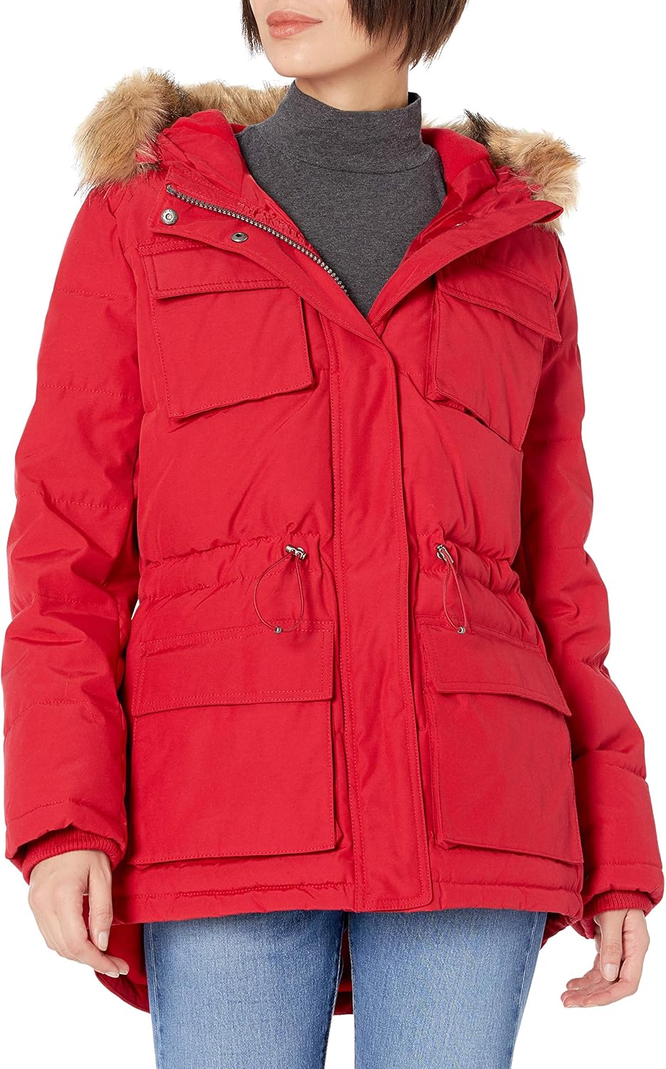

Levi's Женская парка Katie Arctic Cloth с капюшоном отделанным искусственным мехом Storm Jacket, Red