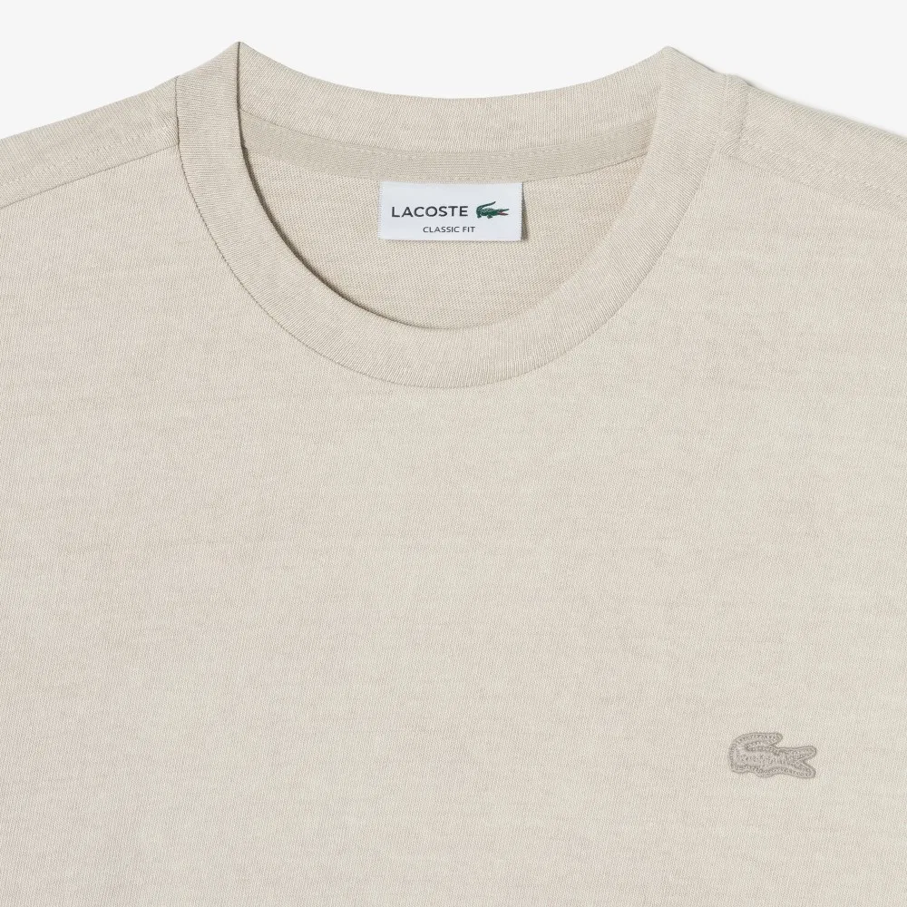 Футболка мужская Lacoste с контрастной строчкой и карманом, бежевый — фото 2