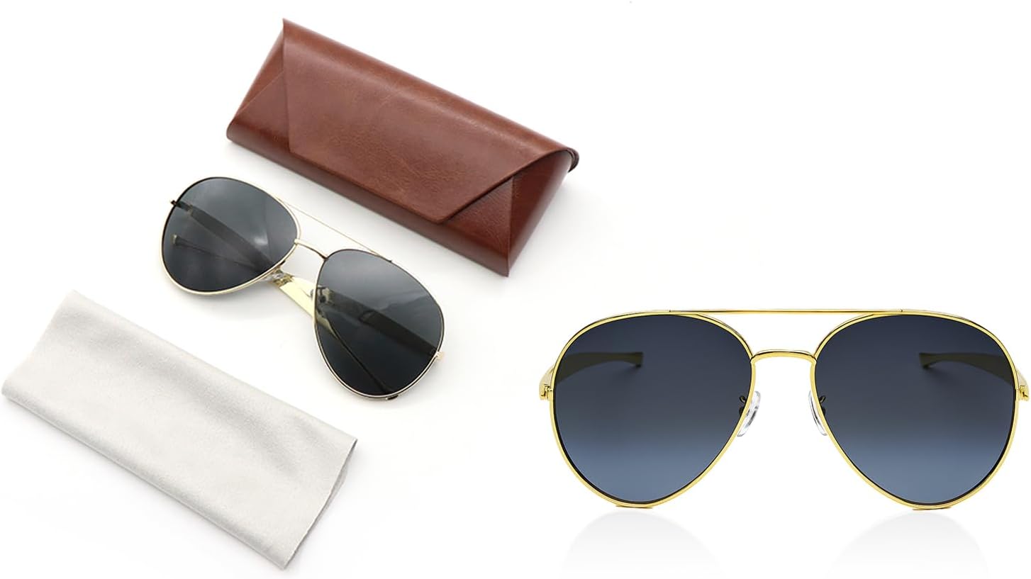 

Солнцезащитные очки-авиаторы для женщин и мужчин, модные большие линзы, блокирующие как UVA, так и UVB излучение, идеально подходят для занятий спортом на открытом воздухе Alkascal, Gold/Black