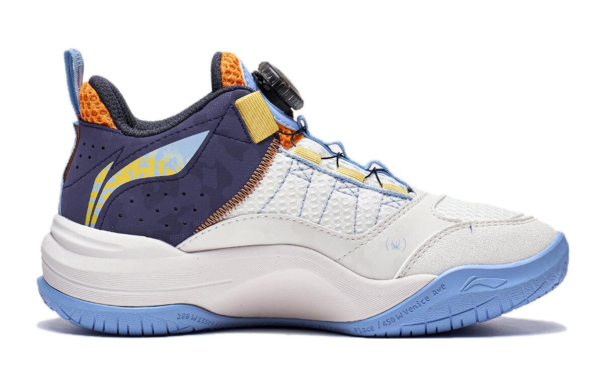 Детские баскетбольные кроссовки GS Low-top Off-white/neo Aurora Blue Lining Young, белый/синий — фото 2