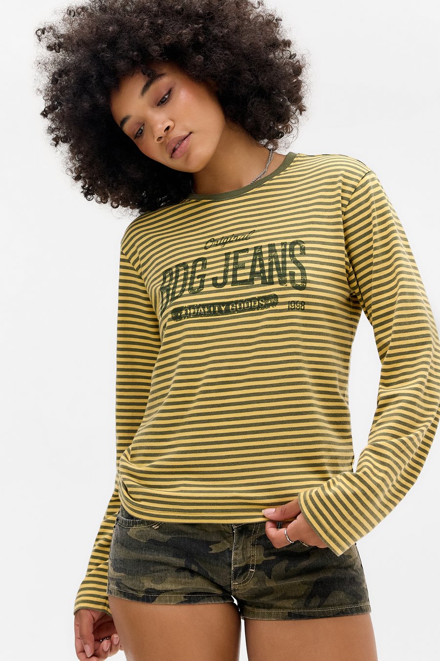 

Футболка BDG Urban Outfitters RELAXED STRIPED , Khaki